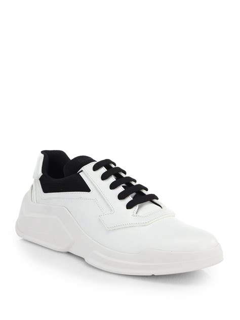 prada mens slip on sneakers on sale|prada white platform sneakers.